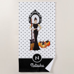 Halloween Classic Elegant Long Black Dress Fashion Beach Towel