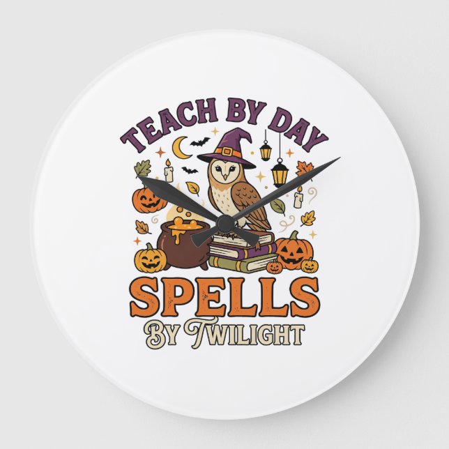 Halloween Classroom Moonlight Magic Large Clock (Front)