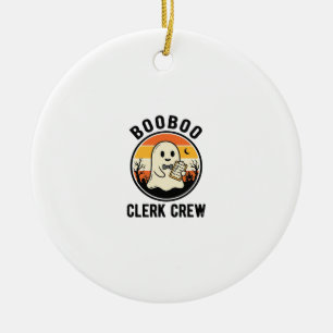 Halloween Clerk BooBoo Ghost Crew Vintage_1 Ceramic Tree Decoration
