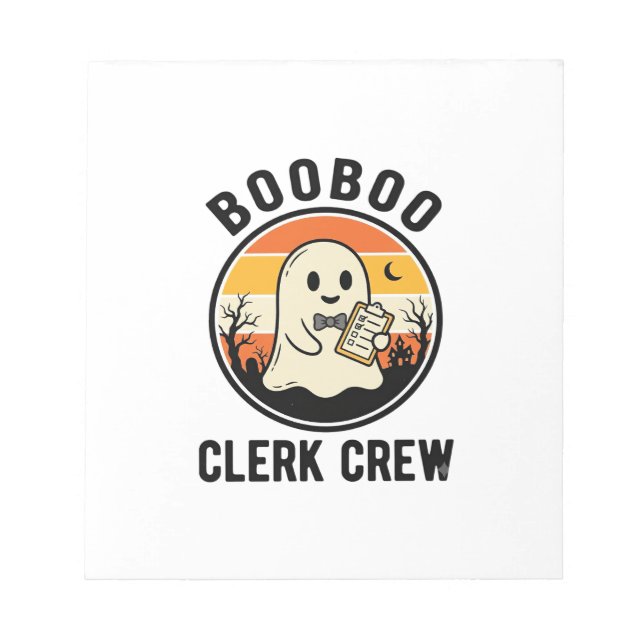 Halloween Clerk BooBoo Ghost Crew Vintage_1 Notepad (Front)