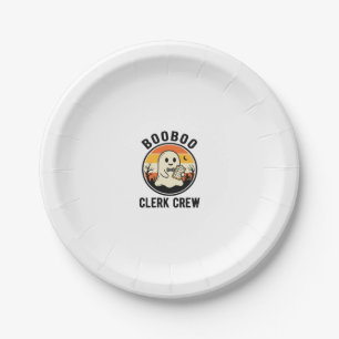 Halloween Clerk BooBoo Ghost Crew Vintage_1 Paper Plate