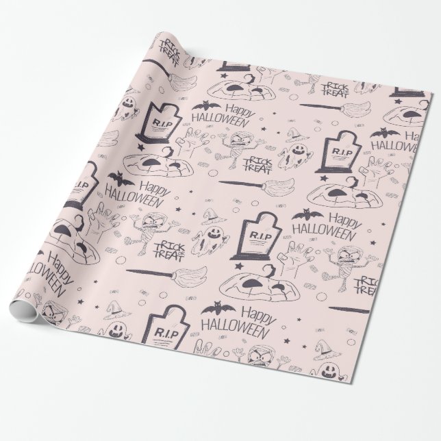 Halloween Clipart Wrapping Paper (Unrolled)