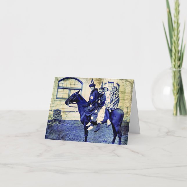 Halloween Clowns on A Horse Card (Front)