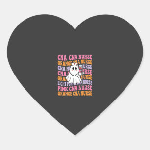 Halloween CNA Nurse Ghost Design Heart Sticker