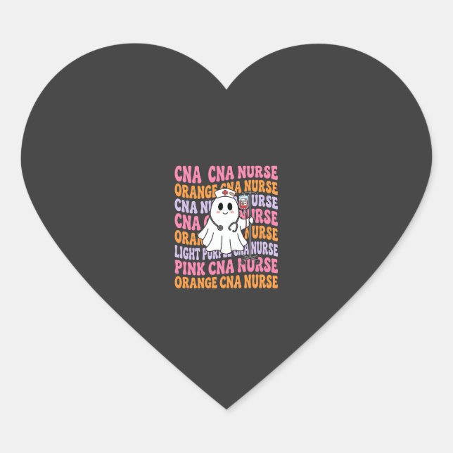 Halloween CNA Nurse Ghost Design Heart Sticker (Front)