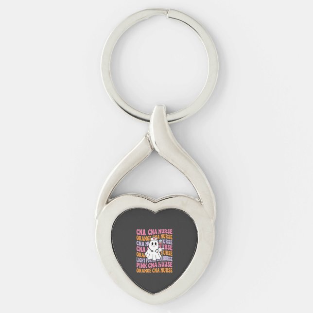 Halloween CNA Nurse Ghost Design Key Ring (Front)