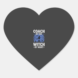 Halloween Coach by Day Witch by Night Design Heart Sticker