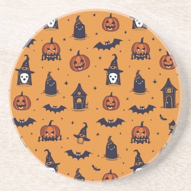 Halloween Coasters with small Ghosts and Pumpkins (Front)
