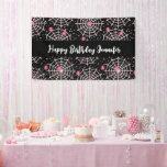 Halloween Cobwebs & Spiders Pattern Birthday Banner<br><div class="desc">Birthday banner with a cute seamless pattern with pink spiders and cobwebs.</div>
