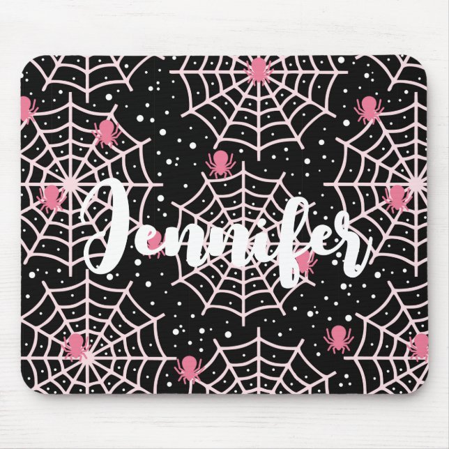 Halloween Cobwebs & Spiders Pattern Mouse Pad (Front)