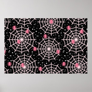 Halloween Cobwebs & Spiders Pattern Poster