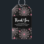 Halloween Cobwebs & Spiders Pattern Thank You Gift Tags<br><div class="desc">Gift tags with a cute seamless pattern with pink spiders and cobwebs.</div>