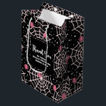 Halloween Cobwebs & Spiders Pattern Thank You Medium Gift Bag<br><div class="desc">Gift bag with a cute seamless pattern with pink spiders and cobwebs.</div>