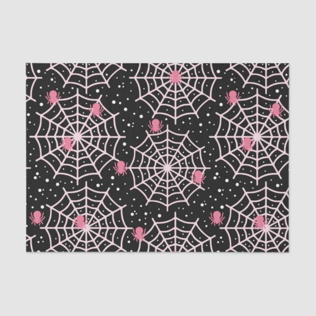 Halloween Cobwebs & Spiders Pattern Tissue Paper (Front)