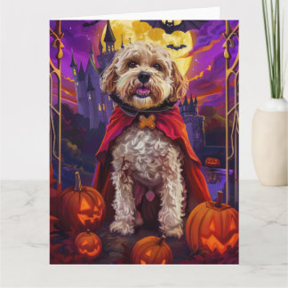 Halloween Cockapoo Vampire Pumpkins Scary Card