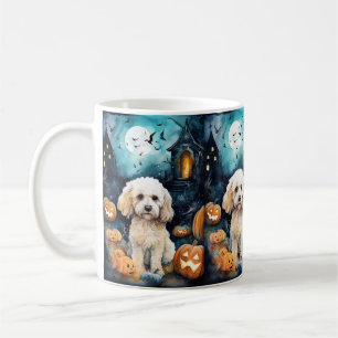 Halloween Cockapoo With Pumpkins Scary  Coffee Mug