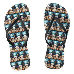 Halloween Cockapoo With Pumpkins Scary  Jandals