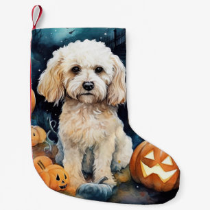 Halloween Cockapoo With Pumpkins Scary  Small Christmas Stocking