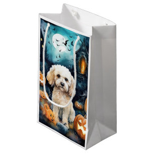 Halloween Cockapoo With Pumpkins Scary  Small Gift Bag