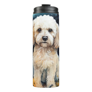 Halloween Cockapoo With Pumpkins Scary  Thermal Tumbler
