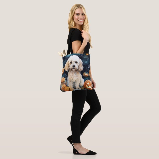 Halloween Cockapoo With Pumpkins Scary  Tote Bag (On Model)