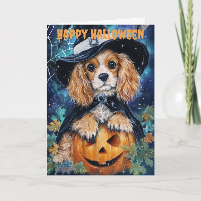 Halloween Cocker Spaniel Dog Holiday Card (Front)