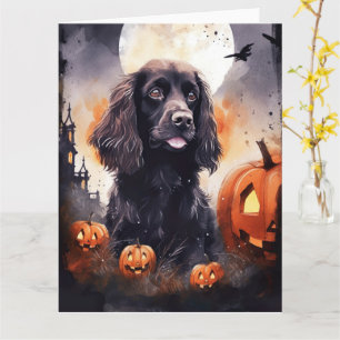Halloween Cocker Spaniel With Pumpkins Card