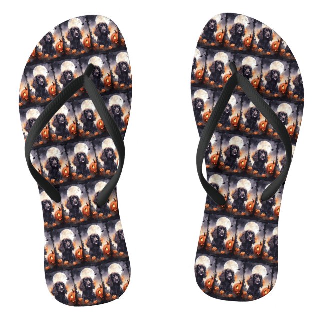 Halloween Cocker Spaniel With Pumpkins  Jandals (Footbed)