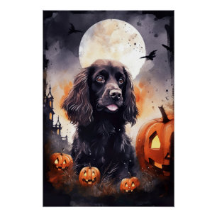 Halloween Cocker Spaniel With Pumpkins  Poster