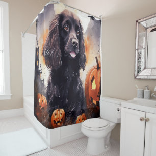 Halloween Cocker Spaniel With Pumpkins  Shower Curtain