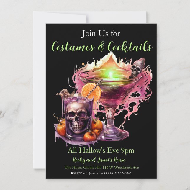  Halloween Cocktail Costume Party Invitation (Front)