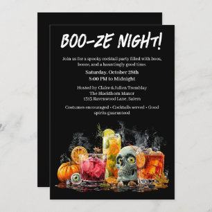Halloween Cocktail Party Boo-ze Night Invitation