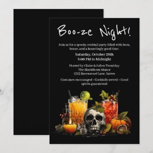 Halloween Cocktail Party   Boo-ze Night Invitation