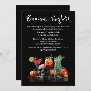 Halloween Cocktail Party   Boo-ze Night Invitation