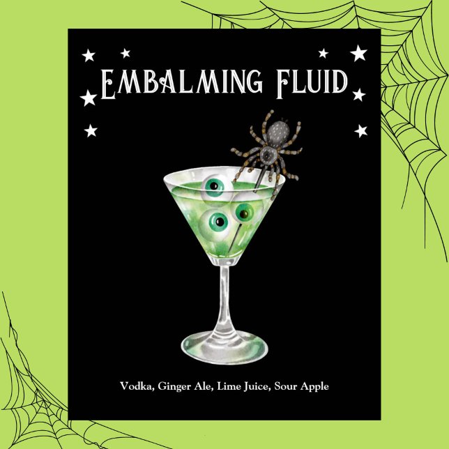 Halloween Cocktail Party Eyeball Martini Recipe  Poster (Halloween Cocktail Party Eyeball Martini Recipe Poster)