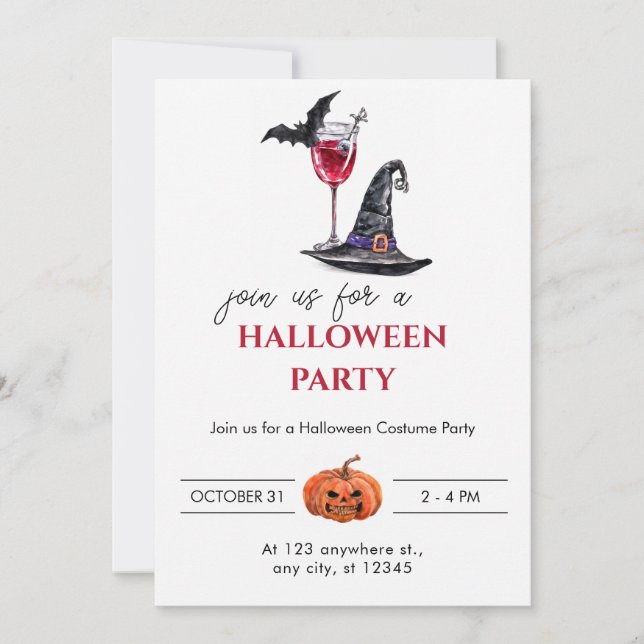 Halloween Cocktail Party Invitation (Front)