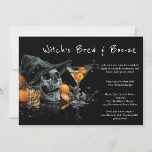 Halloween Cocktail Party Invitation Skull Witch