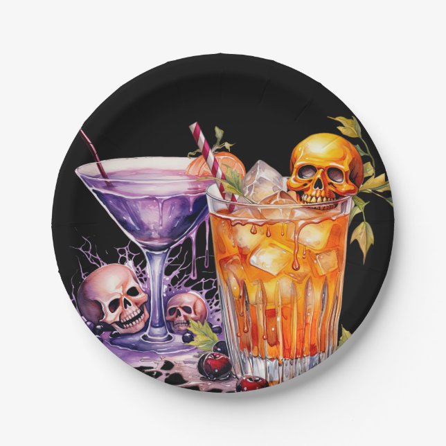 Halloween Cocktail Party Paper Plate (Front)