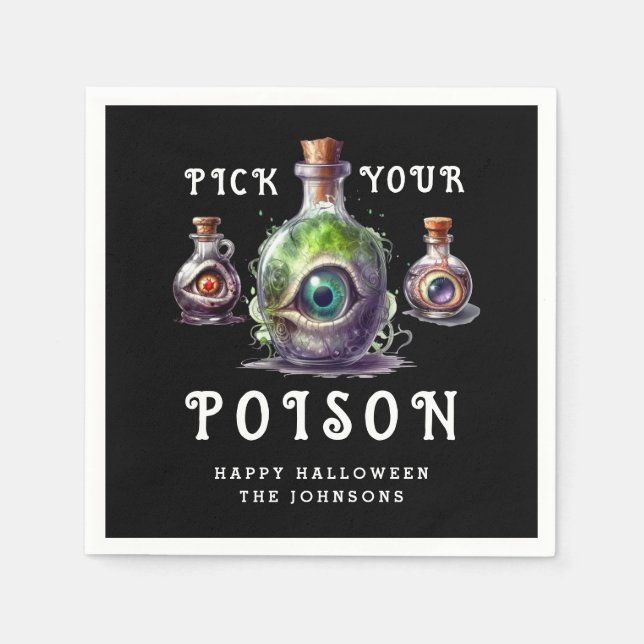 Halloween Cocktail Party Pick Your Poison Napkin (Front)