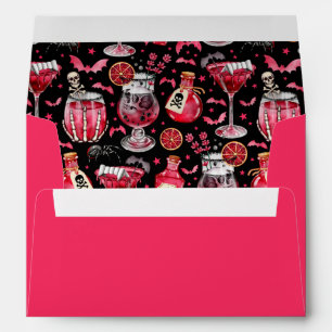 Halloween Cocktail Party Red and Black Envelope