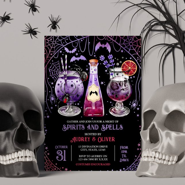 Halloween Cocktail Party Spirits and Spells Witch Invitation (Halloween Cocktail Party Spirits and Spells Witch Invitation)