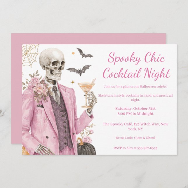 Halloween Cocktail Party | Spooky Chic Night Invitation (Front/Back)