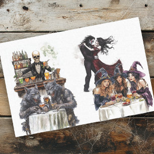 Halloween Cocktail party Witches Watercolor Tissue Paper