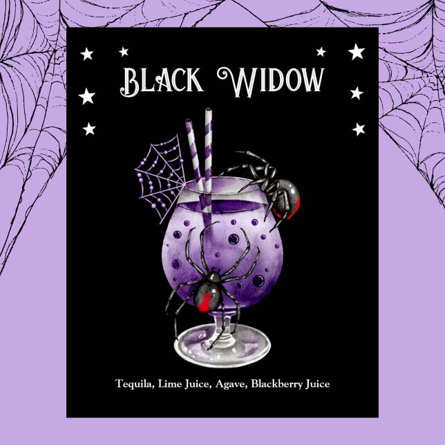 Halloween Cocktail Party with Black Widow Recipe  Poster (Halloween Cocktail Party with Black Widow Recipe Poster)