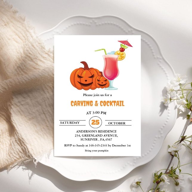 Halloween Cocktails and Carving Adult Party  Invitation (Creator Uploaded)