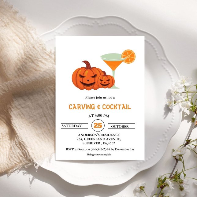 Halloween Cocktails and Carving Adult Party  Invitation (Creator Uploaded)