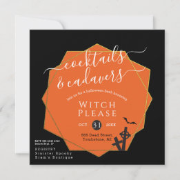 Halloween Cocktails Cadavers Black Golden Parody Invitation