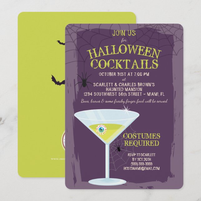 Halloween Cocktails Invitation (Front/Back)