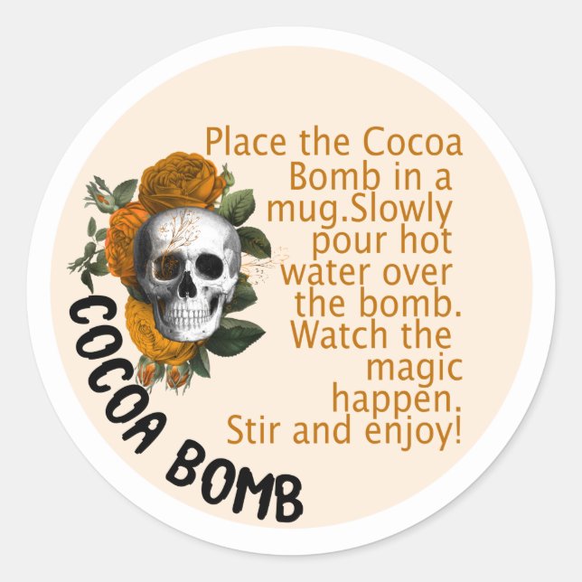 HALLOWEEN Cocoa bomb labels, SKULL  Classic Round Sticker (Front)