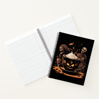 Halloween Coffee Art – Spooky Latte with Skeletons Notebook